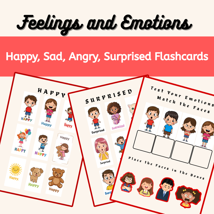 Feelings & Emotions Flashcards | Happy Sad Angry Surprised SEL Activities for Kids