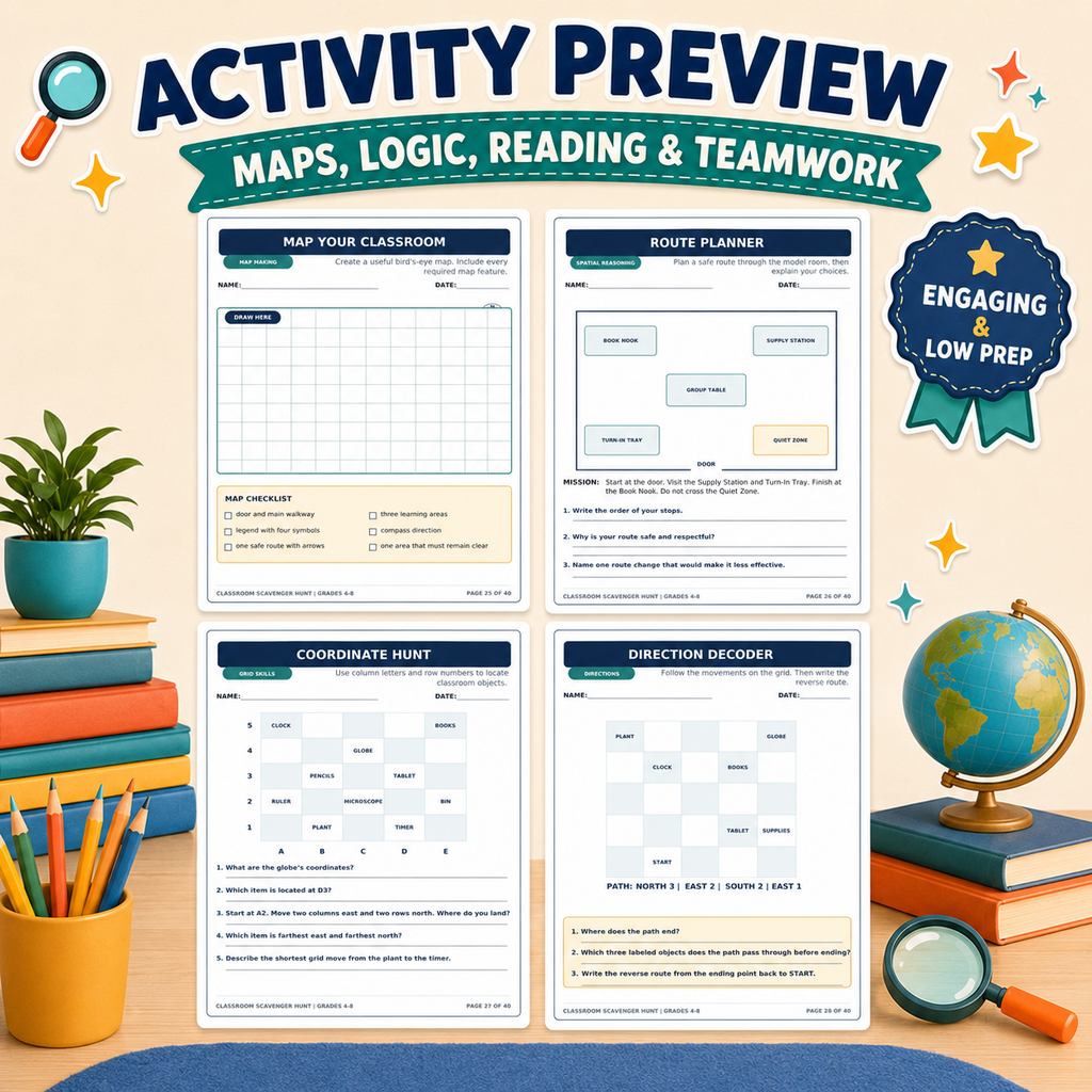 Classroom Scavenger Hunt | Back to School Icebreaker Activities Grades 4–8