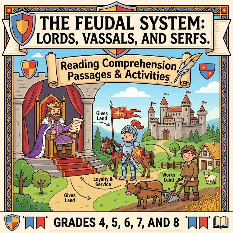 The Feudal System Reading Comprehension | Lords, Vassals & Serfs | Middle Ages Activities Grades 4–8