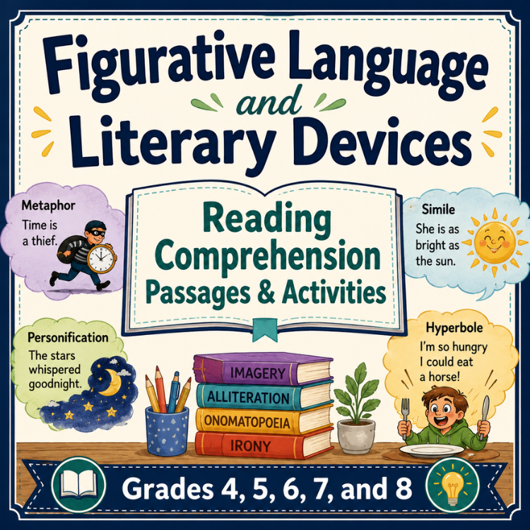 Figurative Language & Literary Devices Worksheets | Reading Passages, Activities & Answer Key