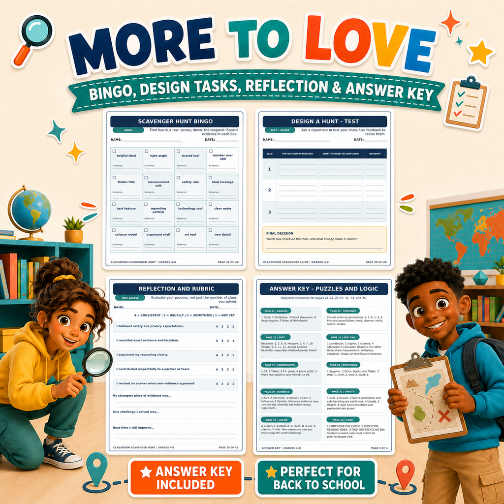 Classroom Scavenger Hunt | Back to School Icebreaker Activities Grades 4–8