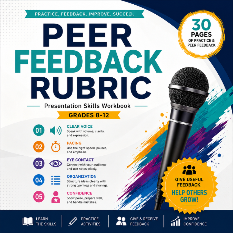 Peer Feedback Rubric for Presentation Skills | Public Speaking & Speech Rubric | Grades 8–12