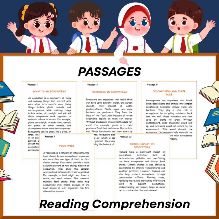 Ecosystems and Food Chains Reading Comprehension Worksheets & Activities | Grades 4–8