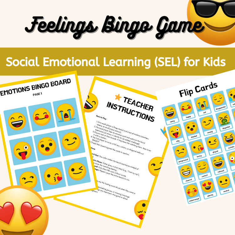 Feelings Bingo Game – Social Emotional Learning (SEL) for Kids
