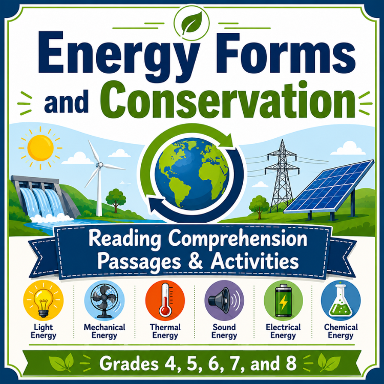 Energy Forms & Conservation Worksheets | Reading Passages, Activities