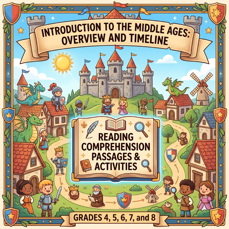 Introduction to the Middle Ages Reading Comprehension Worksheets | Medieval History Activities Grades 4–8