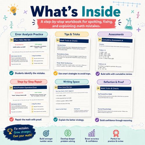 Math Error Analysis Workbook | Common Math Mistakes Fix-It Activities Grades 4–8