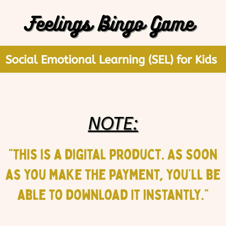 Feelings Bingo Game – Social Emotional Learning (SEL) for Kids