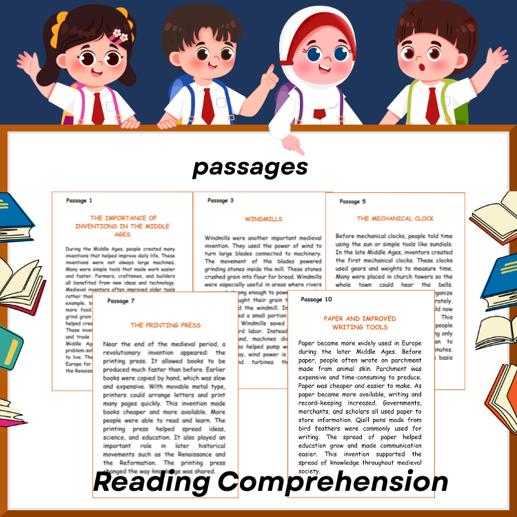 Medieval Inventions & Technology Reading Comprehension | Middle Ages Worksheets