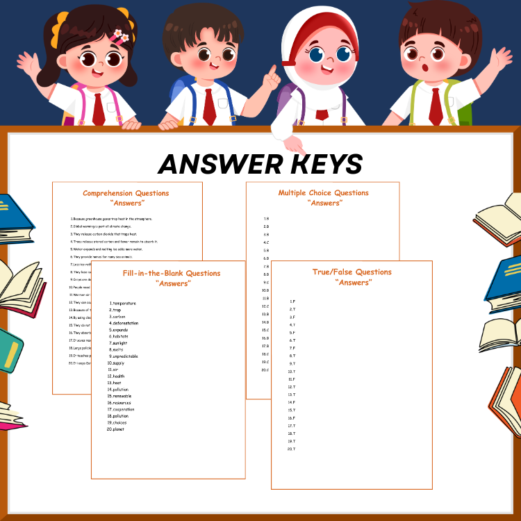 Climate Change & Global Warming Reading Comprehension | Science Worksheets