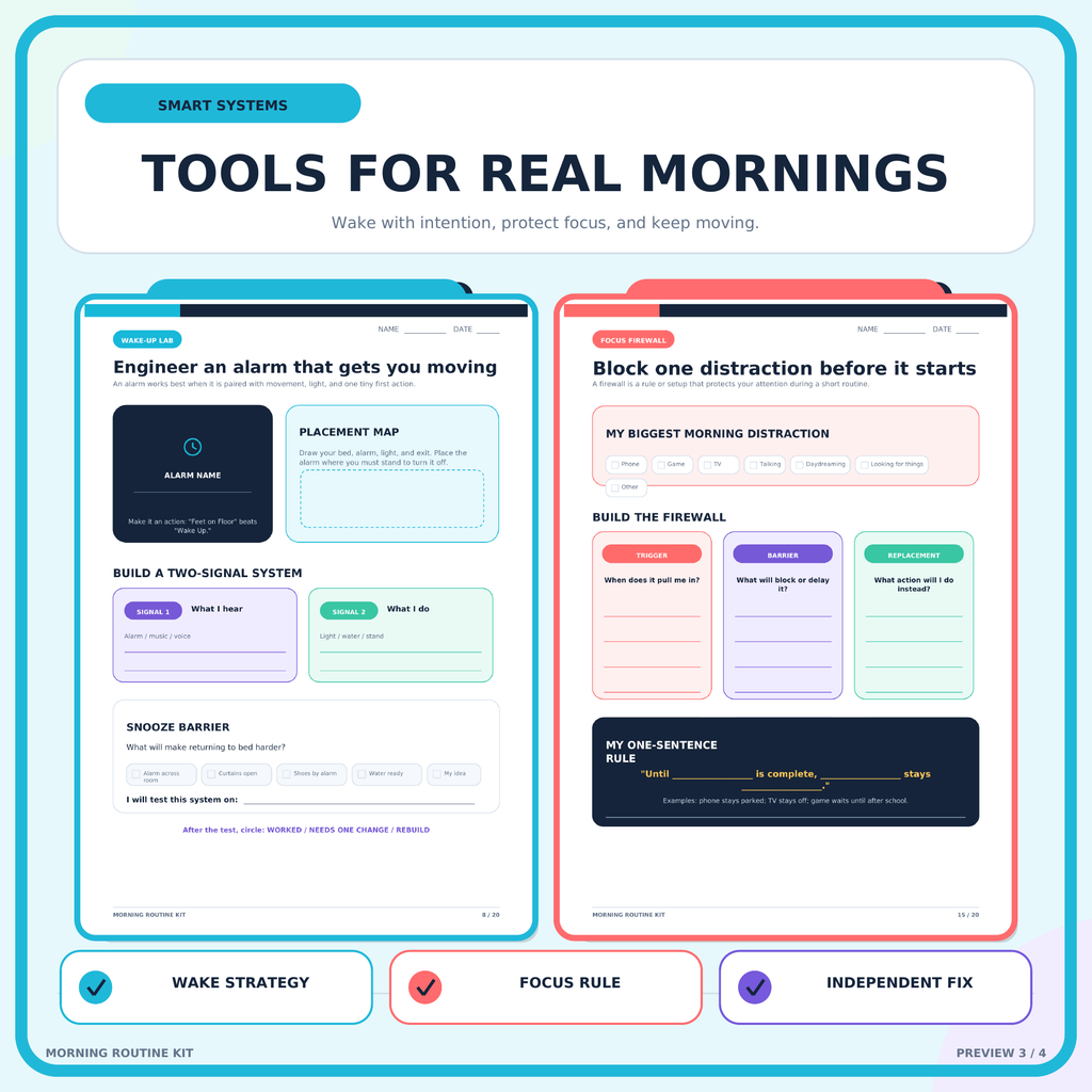 Back to School Morning Routine Kit | Independent Student Checklists & Activities