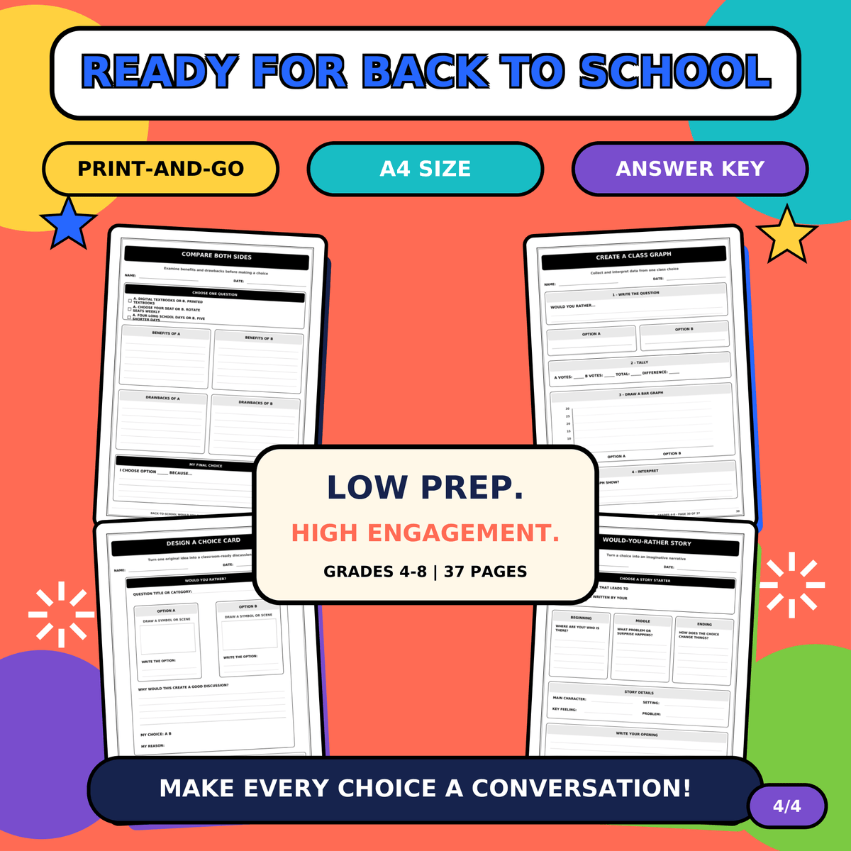 Back to School Would You Rather | Classroom Icebreakers & Writing Prompts Grades 4–8