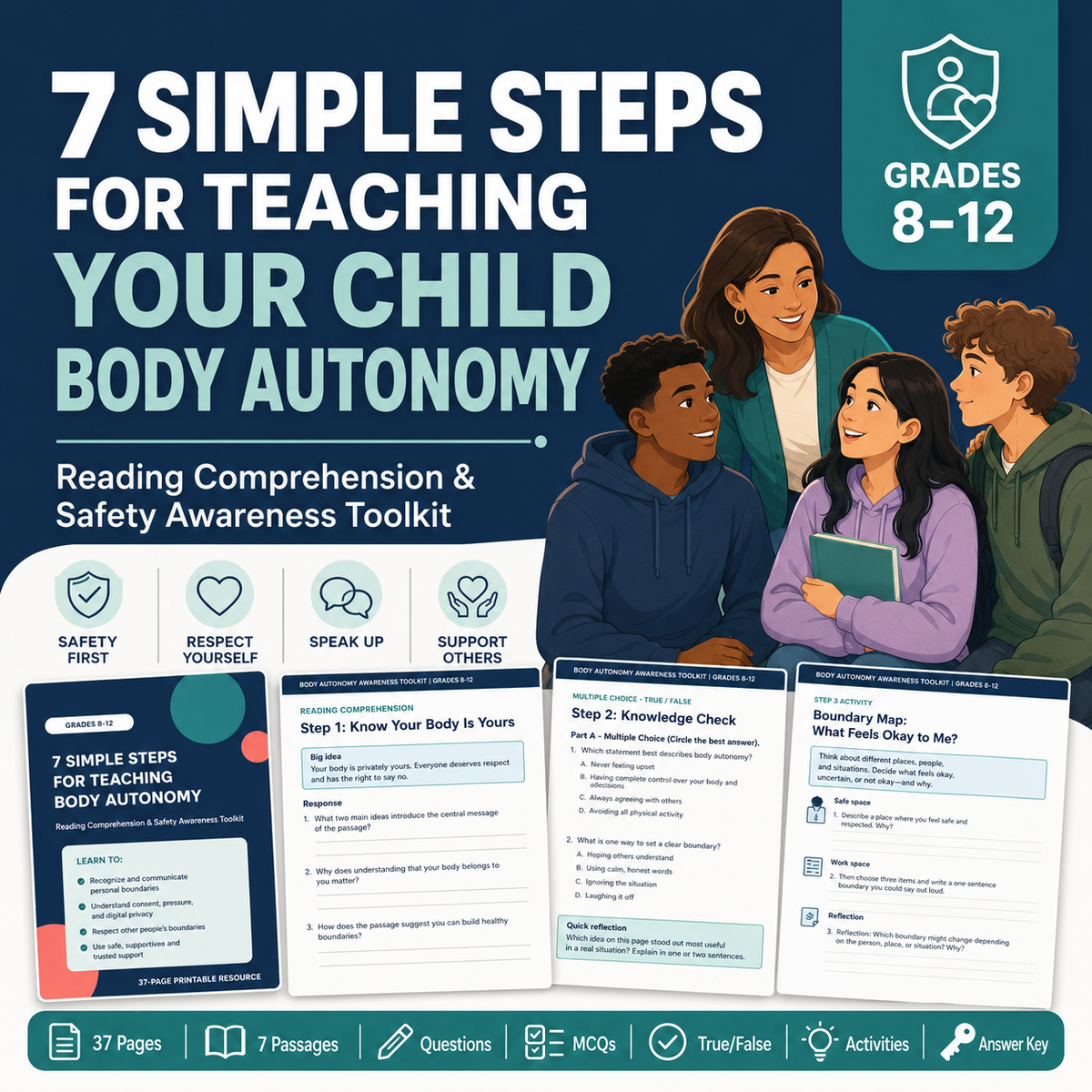 Body Autonomy & Consent Activities Grades 8–12 | Safety Reading Comprehension Toolkit