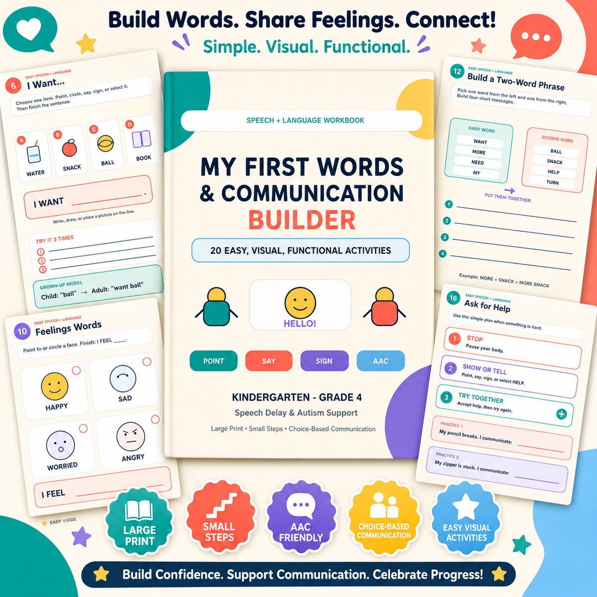 Speech Therapy Communication Workbook | Autism & AAC Visual Activities | Speech Delay