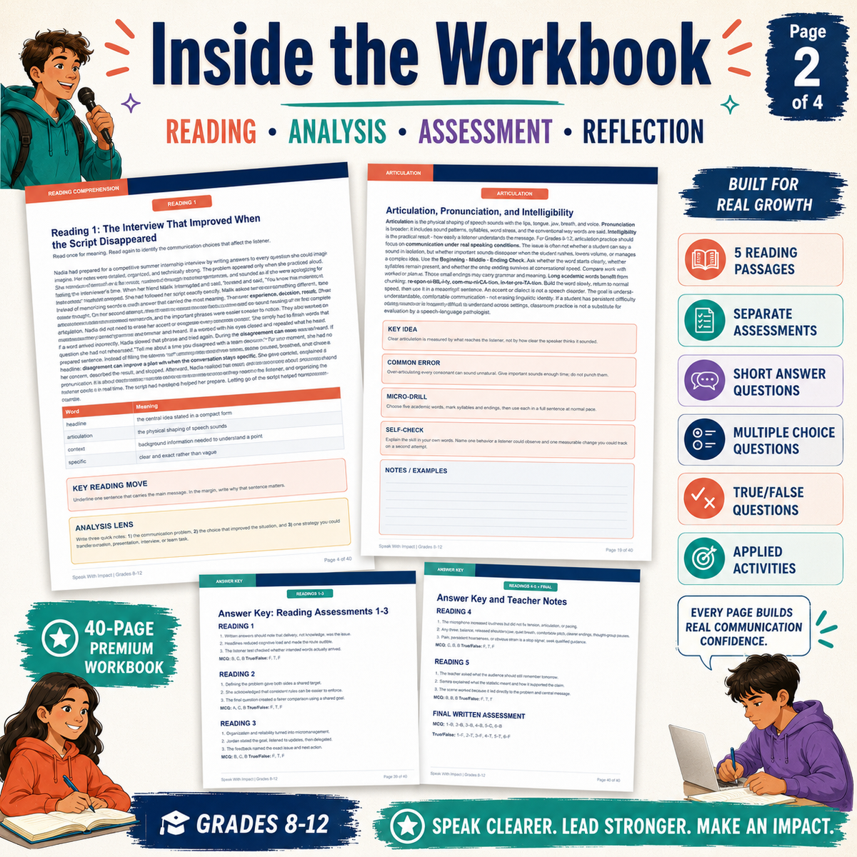 Public Speaking & Communication Skills Workbook | Leadership, Articulation & Reading Comprehension