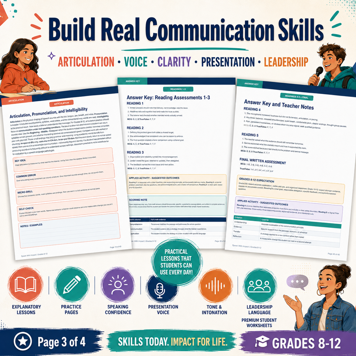 Public Speaking & Communication Skills Workbook | Leadership, Articulation & Reading Comprehension