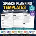 Speech Planning Templates | Public Speaking Worksheets & Speech Organizers Grades 8–12