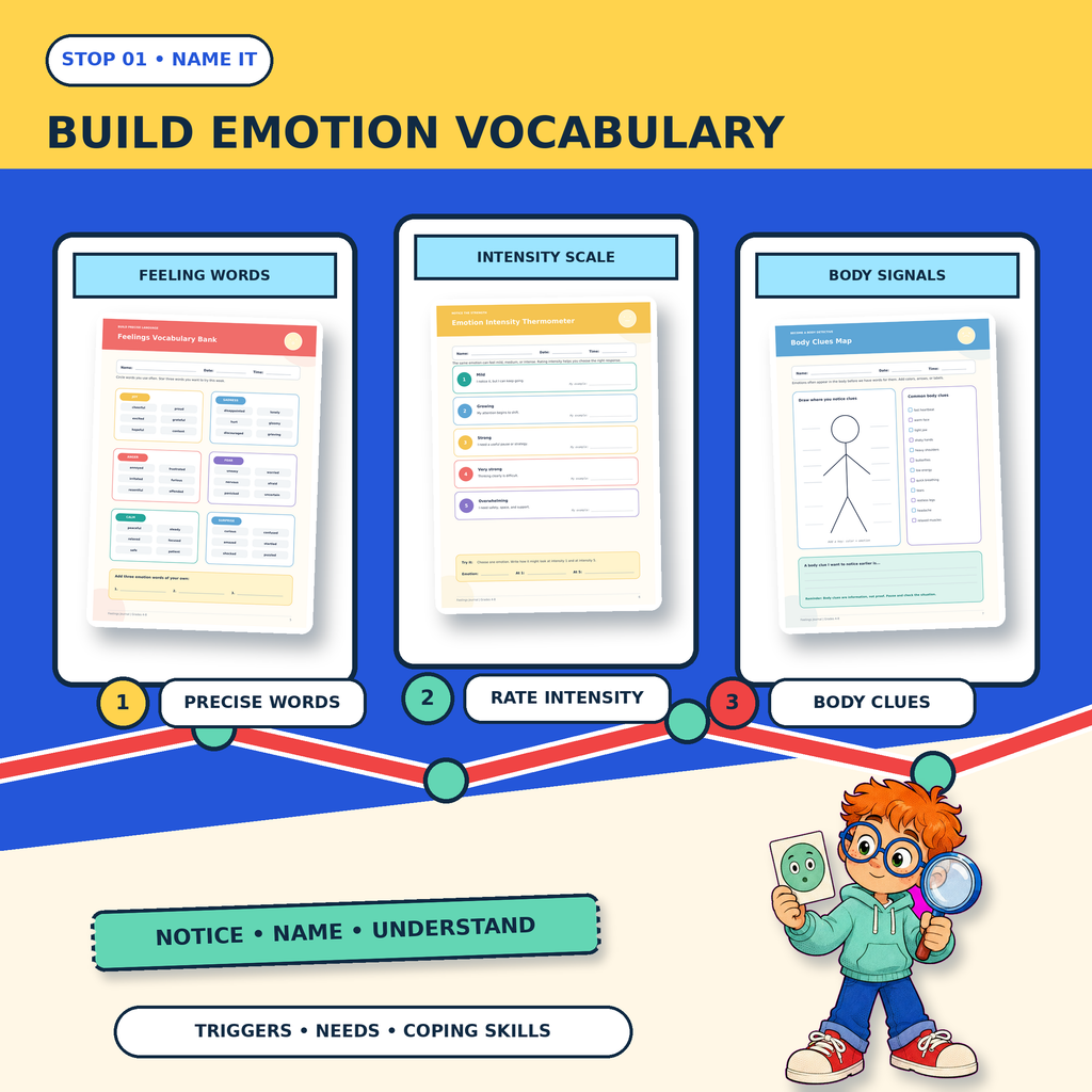 Feelings Journal | SEL Emotional Awareness & Regulation Worksheets Grades 4–8
