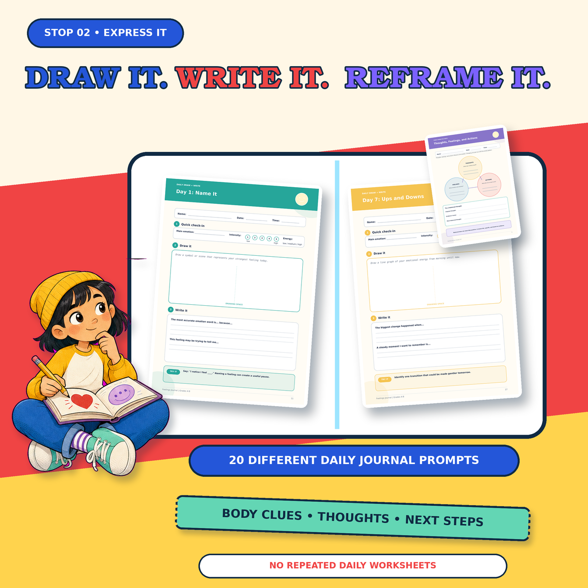 Feelings Journal | SEL Emotional Awareness & Regulation Worksheets Grades 4–8
