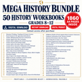 History Mega Bundle | 50 Workbooks Topics | World & U.S. History Units | Grades 8–12 Full-Year Curriculum