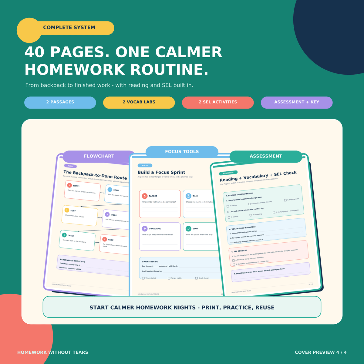 Homework Without Tears | Family Homework Routine Pack & Study Skills Grades 3–6