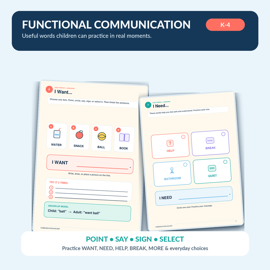 Speech Therapy Communication Workbook | Autism & AAC Visual Activities | Speech Delay