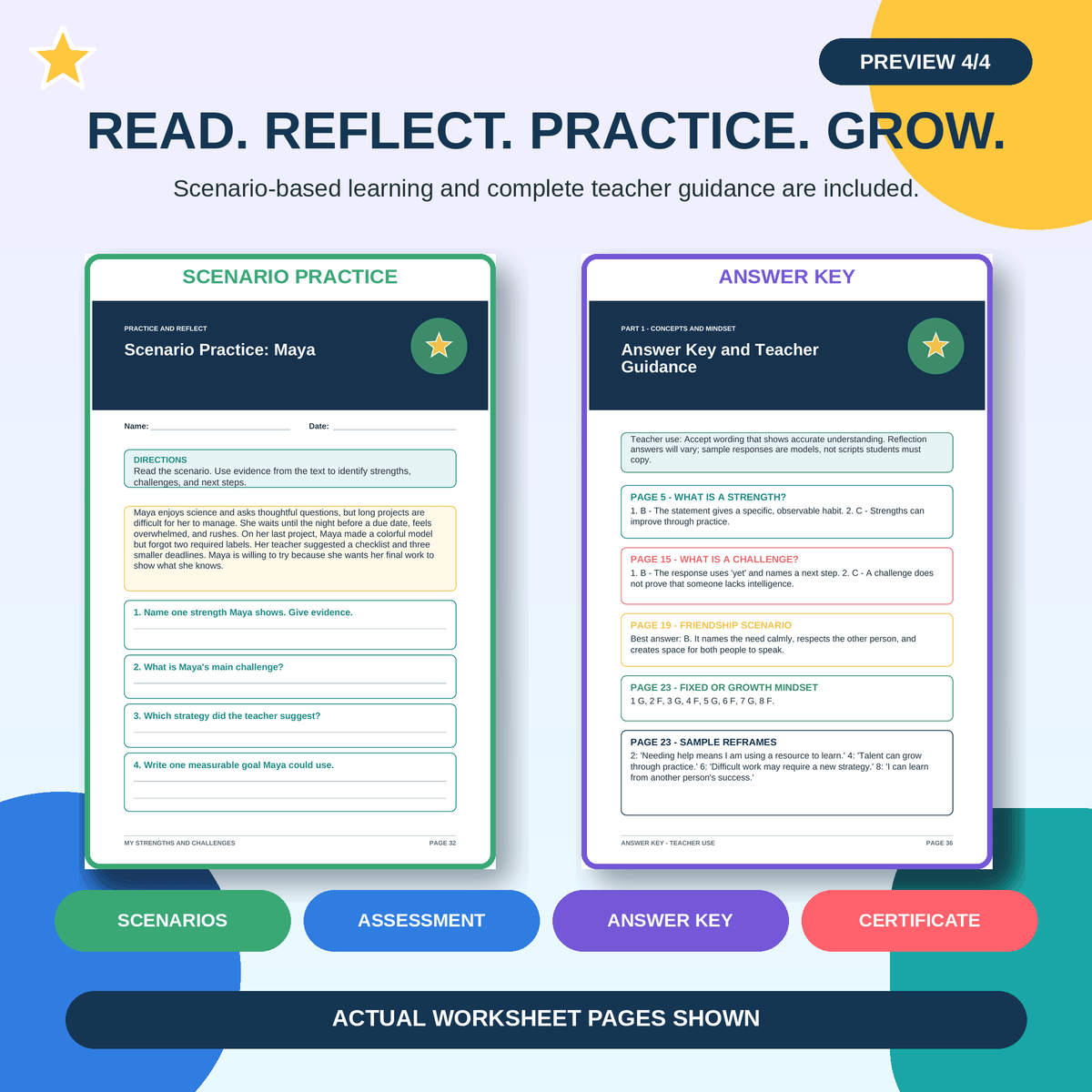 Student Strengths & Challenges Workbook | SEL Growth Mindset Grades 4-8