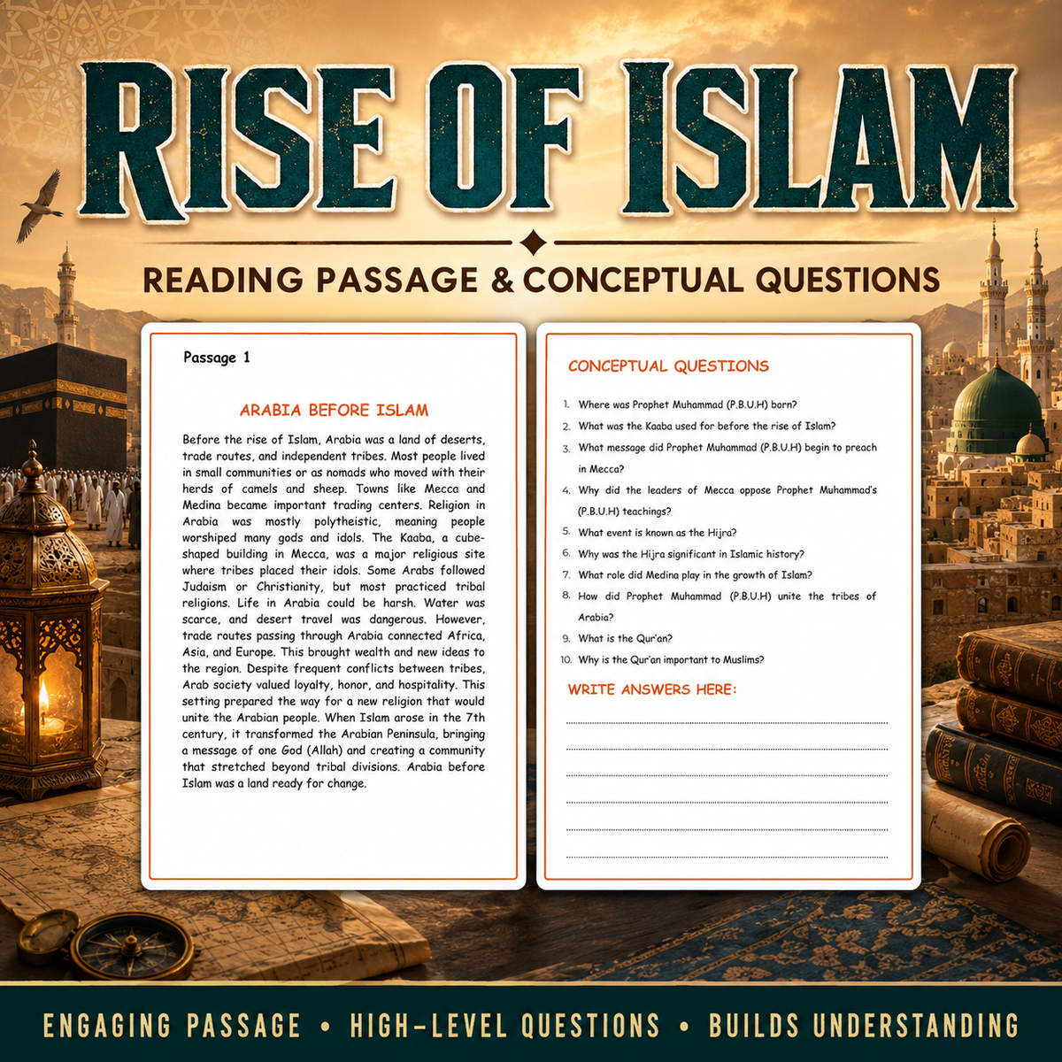 Rise of Islam Reading Comprehension | Islamic History Worksheets & Activities