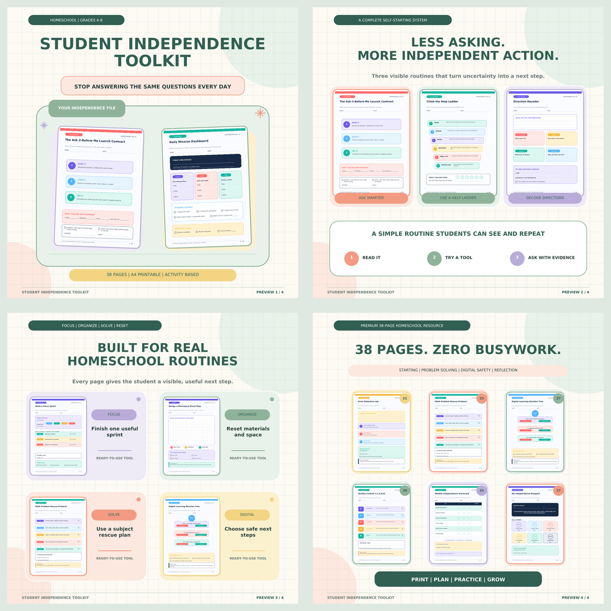 Homeschool Student Independence Toolkit | Executive Function Skills Grades 4–8